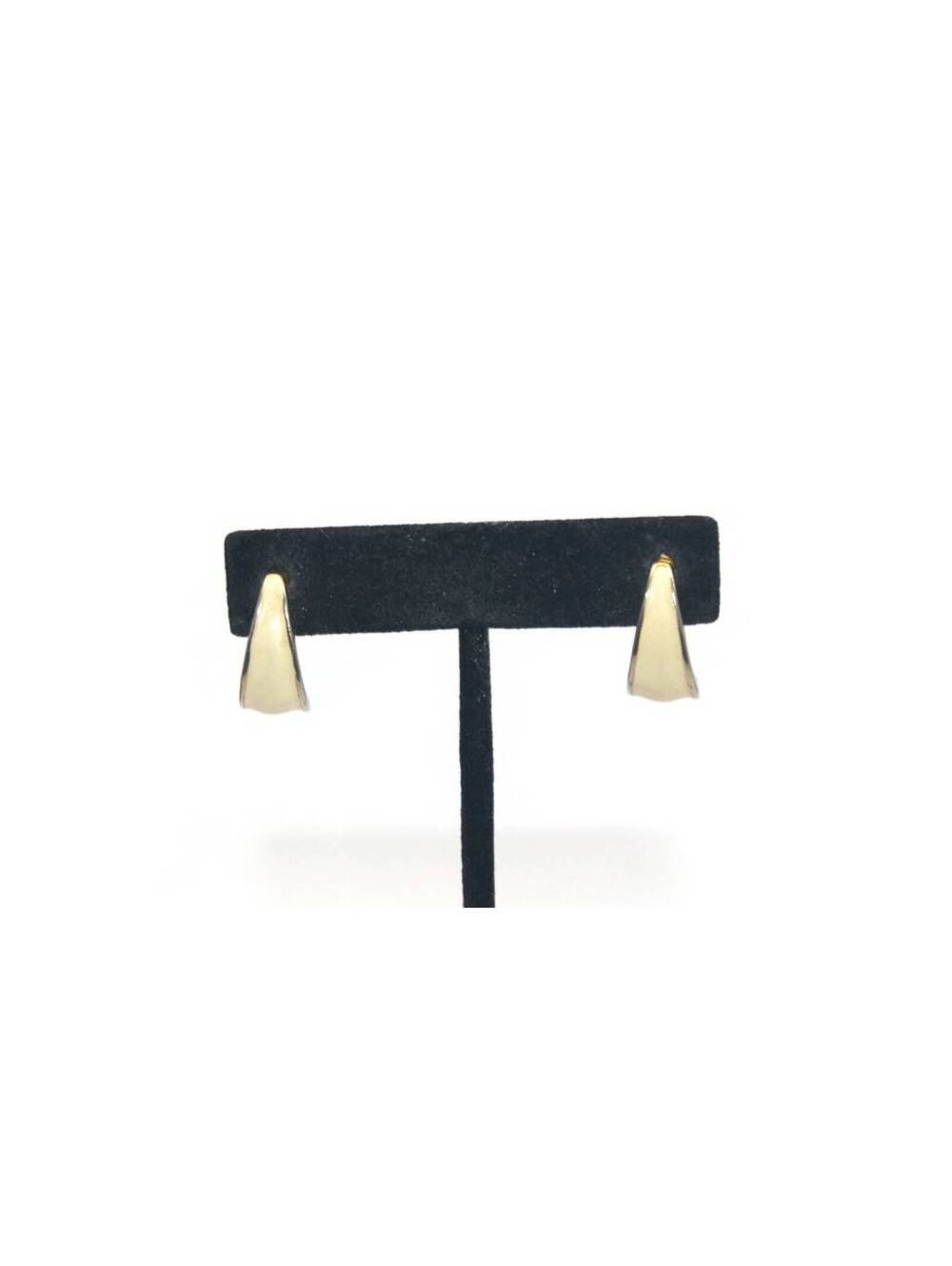 Vintage Gold Tone and Off White Enamel Stud Earrings.